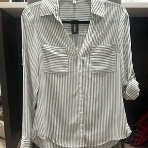 Express portfolio white/blue stripe dress shirt size S